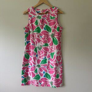 Taylor Pink & Green Floral Sleeveless Shift Dress With Back Zipper